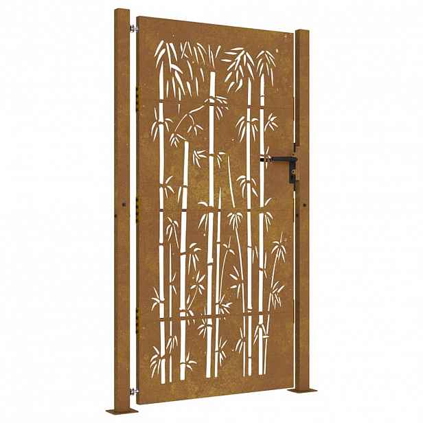 vidaXL Zahradní brána 100 x 200 cm corten ocel bambusový design