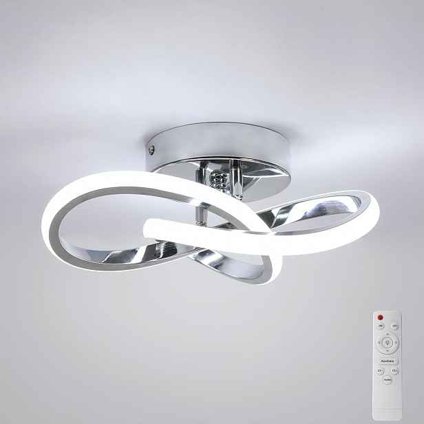 Stropní Svítidlo Stropní Svítidlo Led Lustr Stříbrná Do Obývacího Pokoje S Dálkovým Ovládáním 25 CM