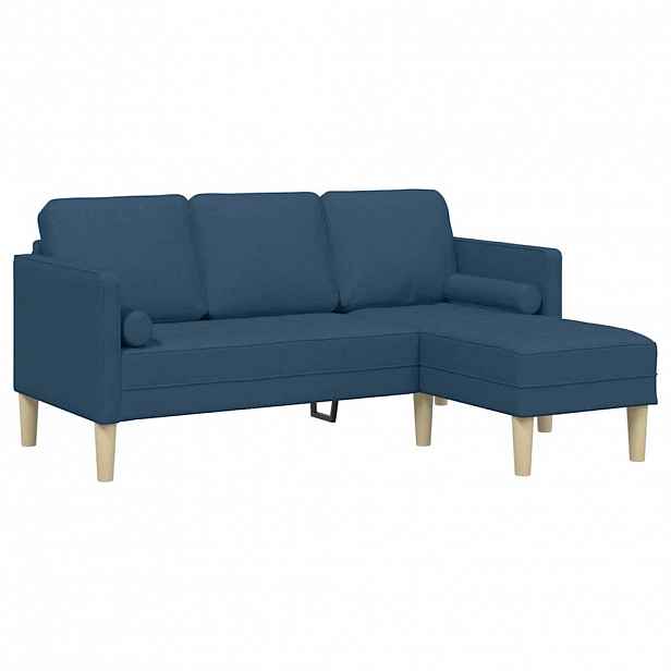 vidaXL Set pohovek s polštářem Modrá Polyester