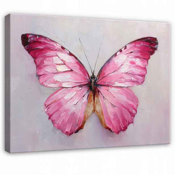 Wallarena OBRAZ na plátně Motýl Betonově růžový 60x40 cm