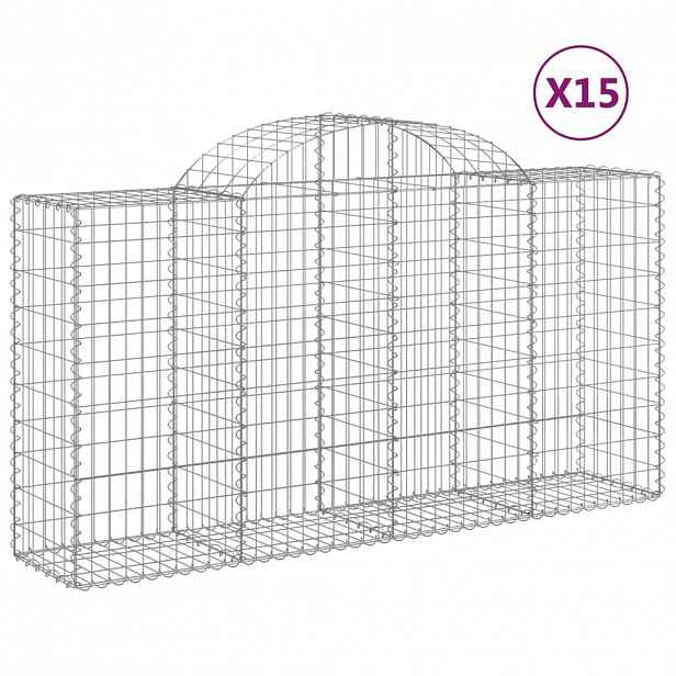 vidaXL Klenuté gabionové koše 15ks 200x50x100/120cm pozinkované železo