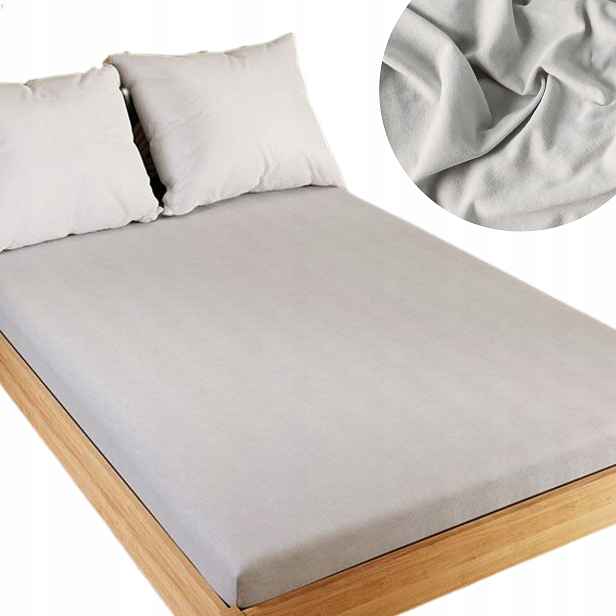 Bavlněné prostěradlo s gumičkou Světle Šedé 220x200 cm Jersey 140 g/m² 002