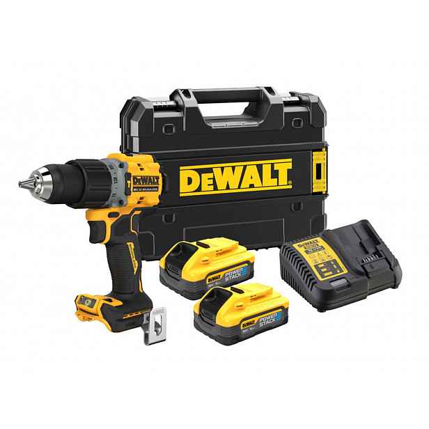 DeWALT - 18V AKU vrtačka s příklepem, 2x aku 5,0 Ah POWERSTACK, nabíječka DCD805H2T