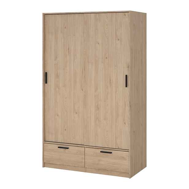 Šatní skříň v dekoru dubu s posuvnými dveřmi v přírodní barvě 121x200 cm Line – Tvilum