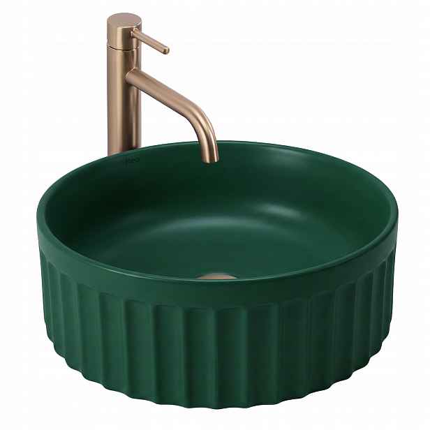 Umyvadlo Na Desku Rýhované Rea Duo Matcha Matt Zelené Kulaté Moderní