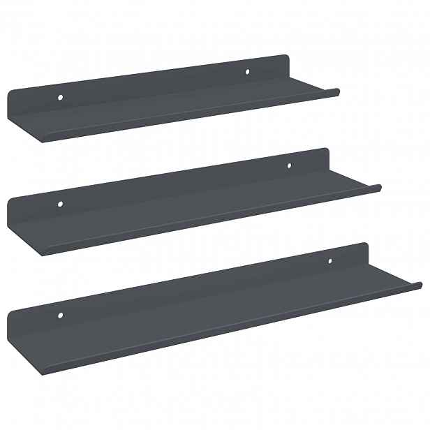 vidaXL Plovoucí police 3 ks Antracit 40 x 9 x 2,5 cm Ocel