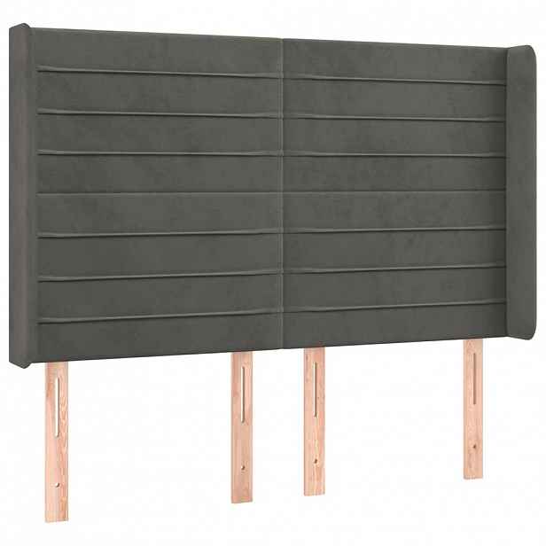 vidaXL Čelo postele typu ušák tmavě šedé 147x16x118/128 cm samet