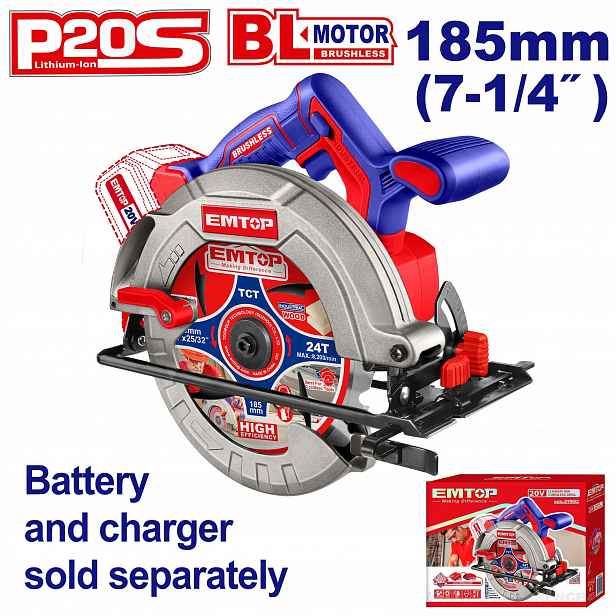 Akumulátorová kotoučová pila Bezuhlíková 185 mm Emtop P20S ELCS1851