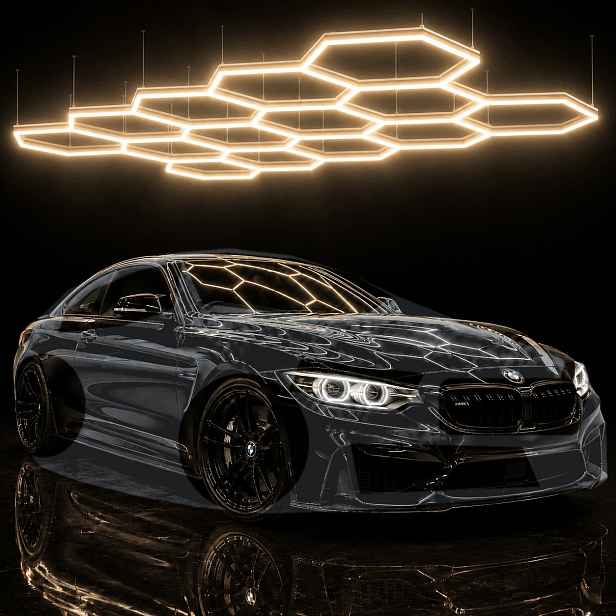 Černé Led osvětlení 399W 4000K 229x394cm servis HEX14 silné