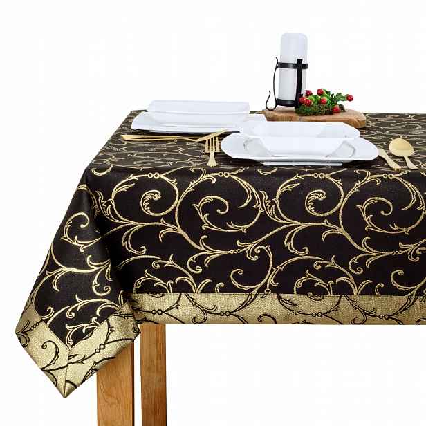 Ubrus odolný proti skvrnám Manžeta 5 cm Větvičky 140 x 320 cm