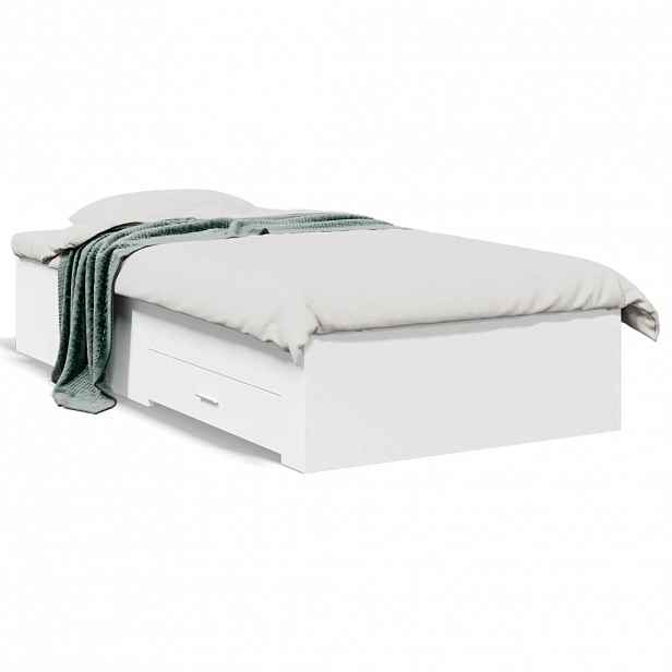 vidaXL Rám postele se zásuvkami bílý 90 x 200 cm kompozitní dřevo
