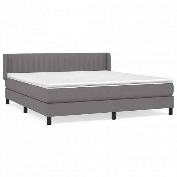 vidaXL Box spring postel s matrací tmavě šedá 160x200 cm textil