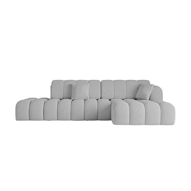 ALTDECOR ROHOVÁ SEDAČKA s funkcí spaní a otomanem, pravá OLEA-L2-S 321x164x75 Světle šedá Buklé