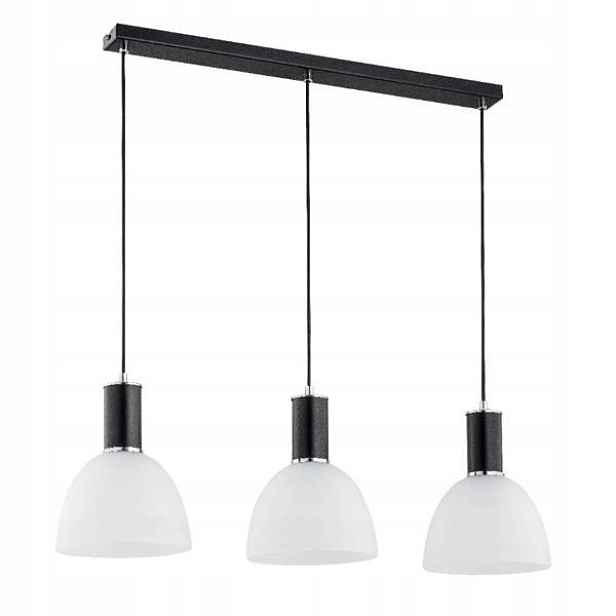 Klasická, moderní černá trojitá závěsná lampa s bílými stínítky Alfa