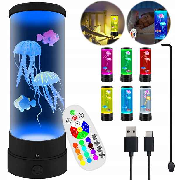 Led Lávová Lampa S Medúzami Noční Lampa Rgb Na Akvarijní Stůl Dálkové Ovládání