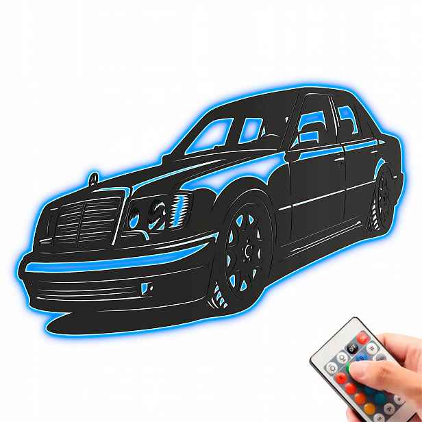 Mercedes-Benz 500 E Dřevěný 3D obraz Noční Lampa Led dálkové ovládání