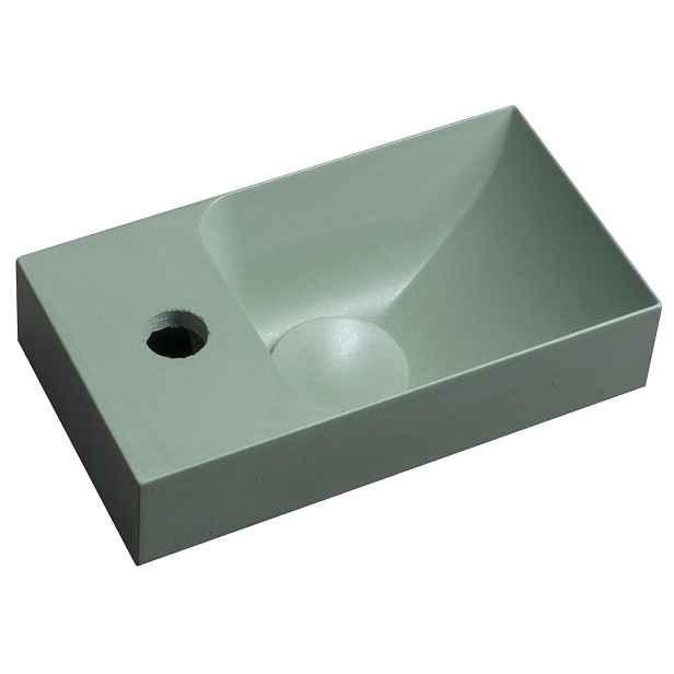 Sapho PICCOLINO betonové umývátko 30,8x17cm, baterie vlevo, zelená mat