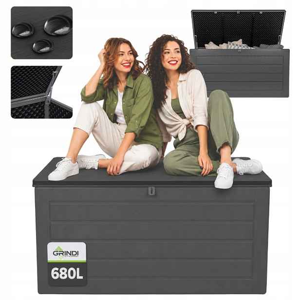 Zahradní Box S Sedadlem Padda 680 L Šedý, Velký, Voděodolný