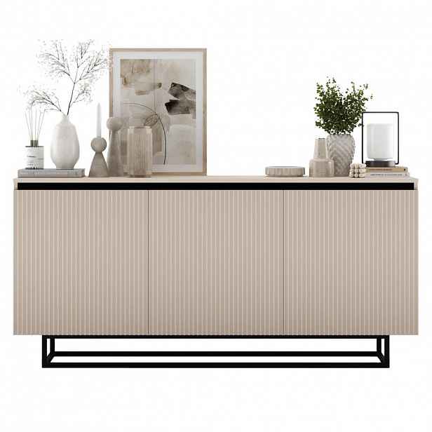 Meble Lindner KOMODA Selene 3D matný kašmír 167 cm s kovovým rámem