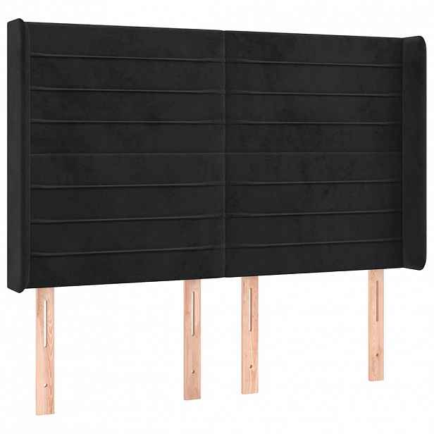 vidaXL Čelo postele typu ušák černé 147x16x118/128 cm samet