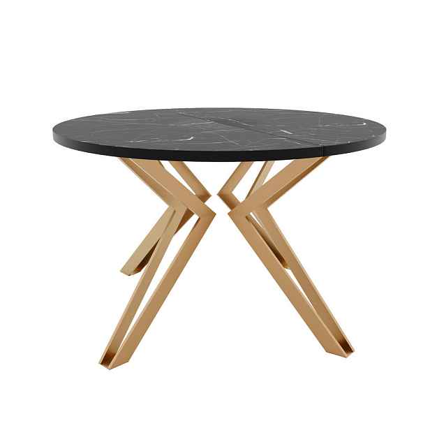 Idohome JÍDELNÍ STŮL RAMIRO 100 cm rozkládací z MDF, zlatý / Grigia Pietra