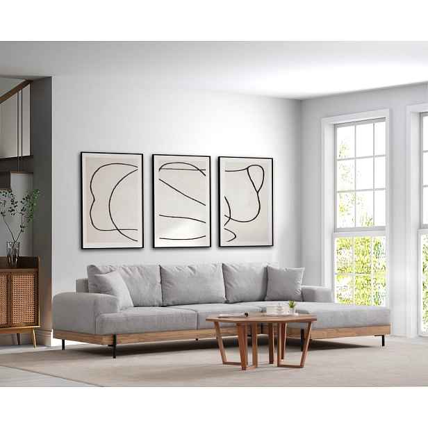 Rohová sedací souprava Eti Oak Right - Grey