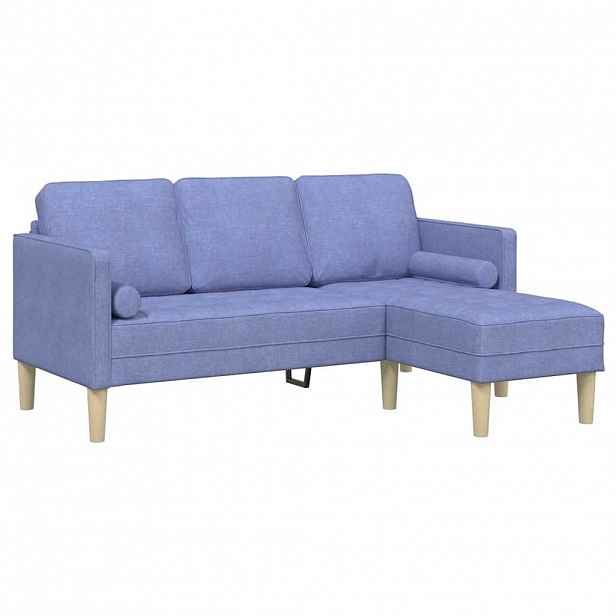 vidaXL Set pohovek s polštářem Modrá džínovina Polyester