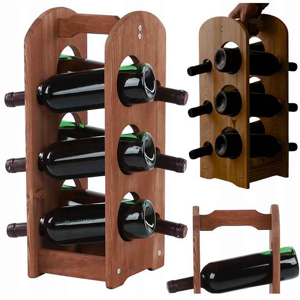 Regál na víno stojan na víno regál na alkohol dřevěný regál na víno 6 bot
