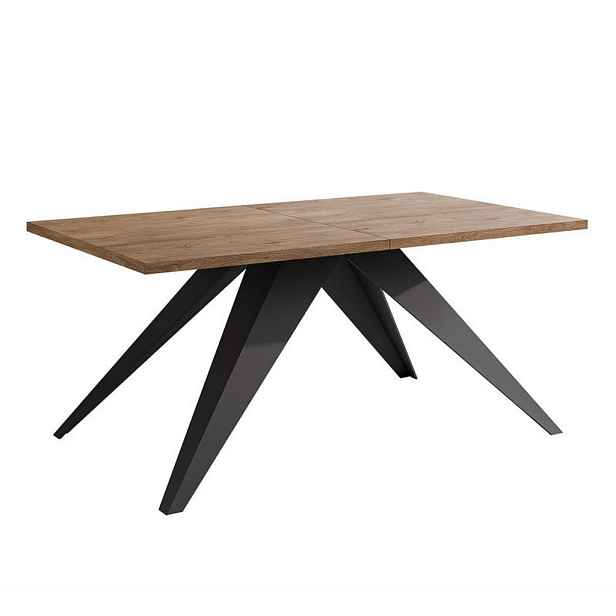 Idohome JÍDELNÍ STŮL XANDRO rozkládací 140/80/76 cm s kovovou podnoží, černý / dub Lefkas