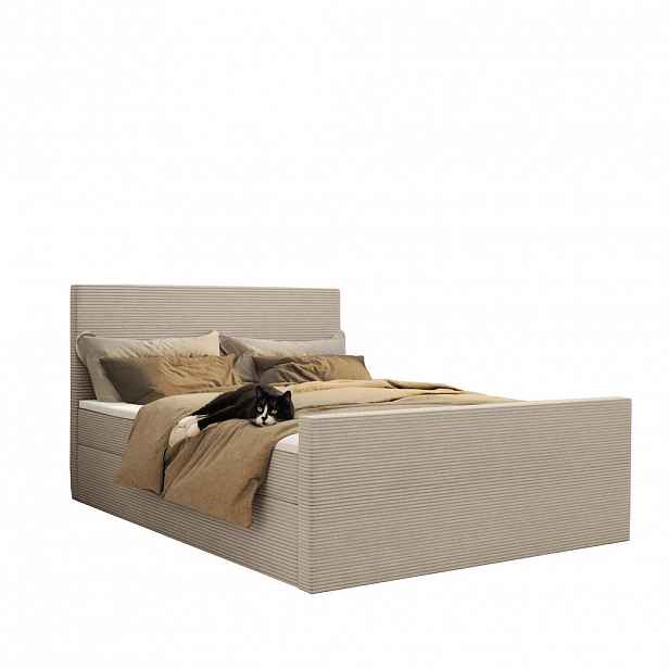 Kaiser Möbel KONTINENTÁLNÍ POSTEL s úložným prostorem a topperem VIESTA tkanina Poso Béžová 160x200 cm H2-Pocket