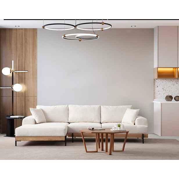 Rohová sedací souprava Eti Oak Left - White