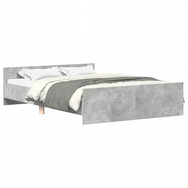 vidaXL Rám postele s hlavovým a nožním čelem betonově šedý 140x200 cm