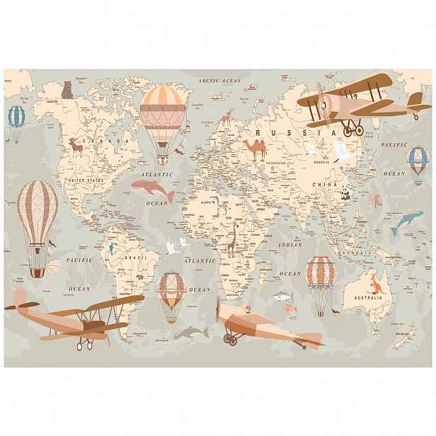 Wallarena FOTOTAPETA do dětského pokoje mapa světa vliesová tapeta 150x105