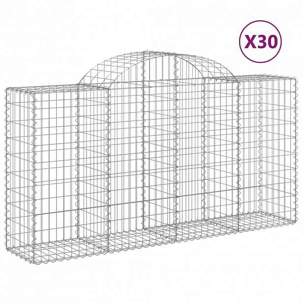 vidaXL Klenuté gabionové koše 30ks 200x50x100/120cm pozinkované železo