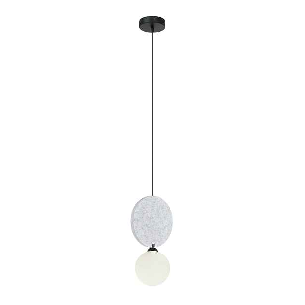 Italux Andrea Závěsná lampa černá šedá disková bílá koule 1xG9 25W