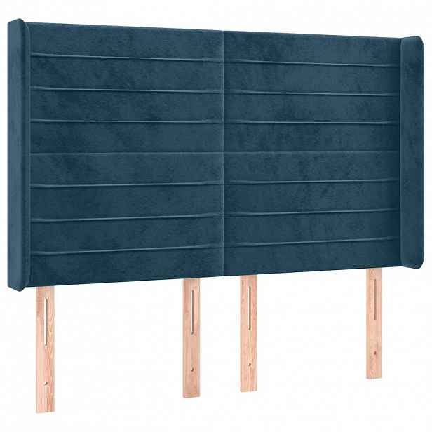 vidaXL Čelo postele typu ušák tmavě modrá 147x16x118/128 cm samet