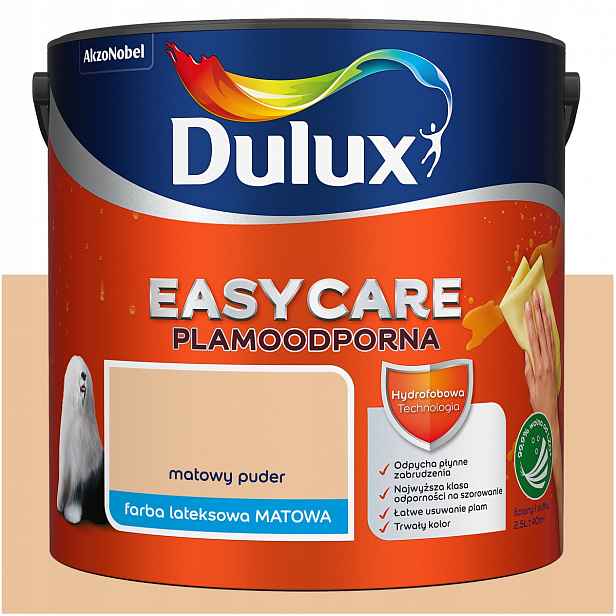 Barva na stěny stropů odolná proti skvrnám Dulux Easycare Matný pudr 2,5L