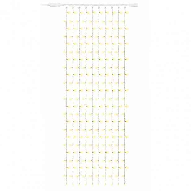Easy Fix LED světelný závěs venkovní, 100 × 300 cm, teple bílá s FLASH, 300 diod, bílý kabel, IP67, prodlužovací