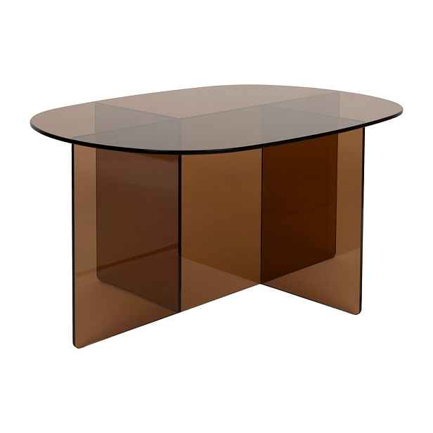 Hnědý skleněný konferenční stolek 60x80 cm Linea – Zuiver