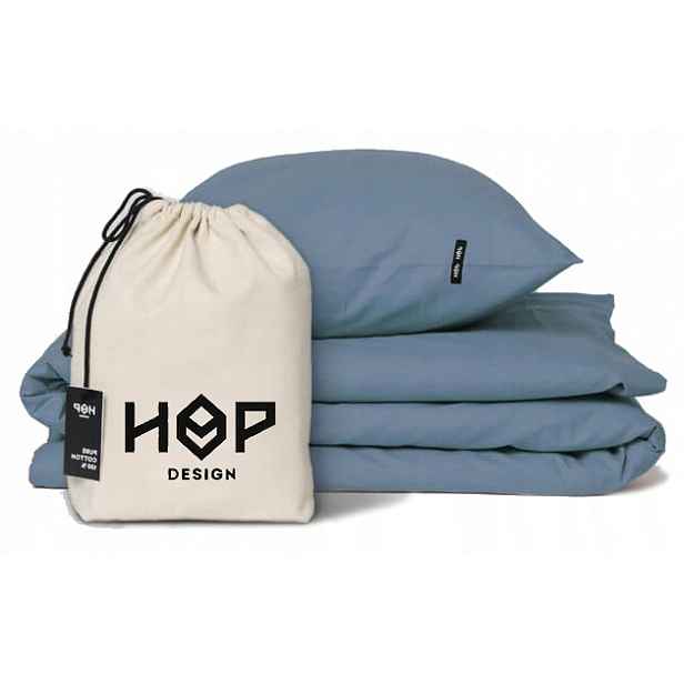 Povlečení bavlna 180x200 2x50x60 Šedomodrá Hop Design