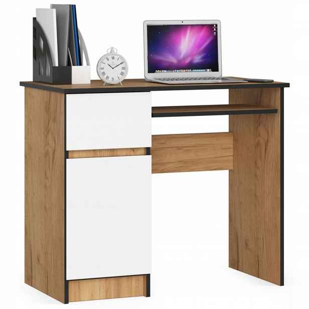 Psací stůl pod počítač Piksel Levý dub craft-bílý 90 cm Akd
