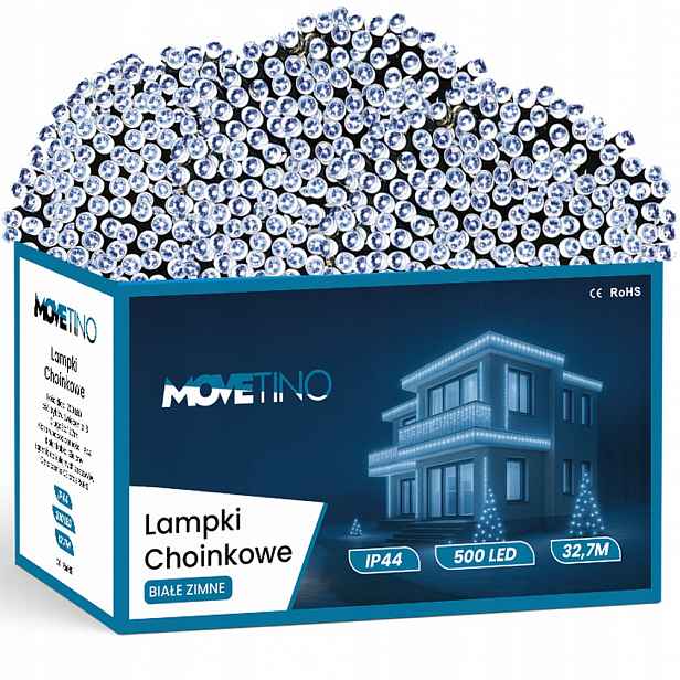Vánoční Osvětlení Na Stromeček Venkovní Záclona 500LED Vánoce IP44 32,7 m Bílá Studená XL