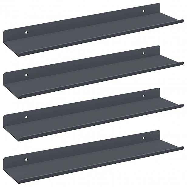 vidaXL Plovoucí police 4 ks Antracit 40 x 8,5 x 2,5 cm Ocel