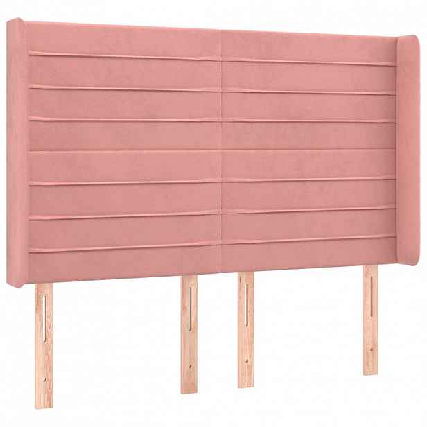 vidaXL Čelo postele typu ušák růžové 147x16x118/128 cm samet