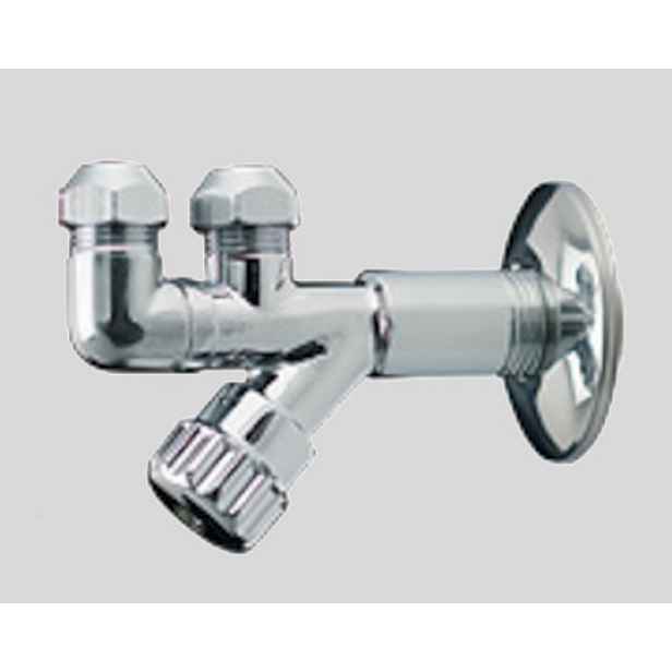 Eco produkty Dvojitý rohový ventil - roháček se dvěma výstupy 1/2" x 3/8" x 3/8"