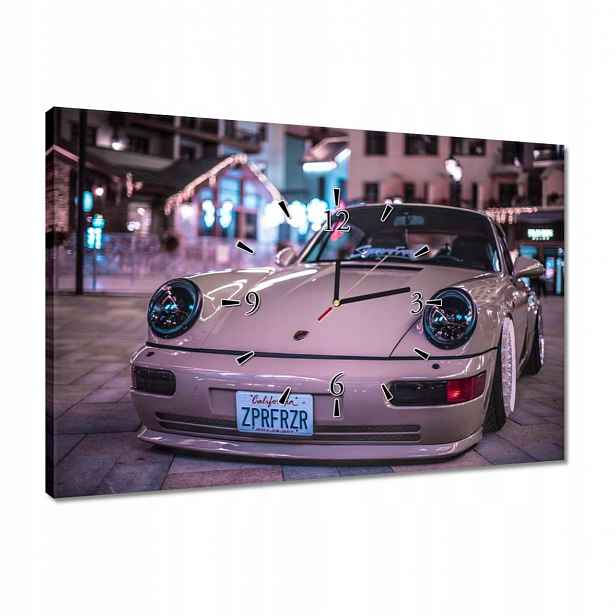 Hodiny 60x40 Bílé Porsche