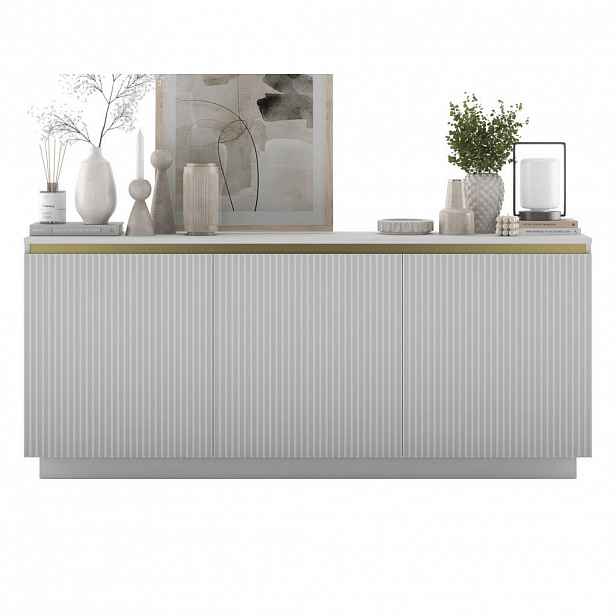 Meble Lindner KOMODA Selene 3D matná bílá 167 cm na soklu
