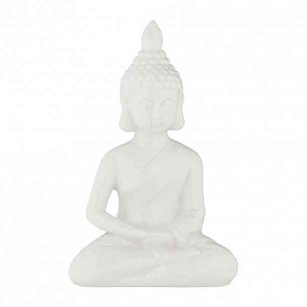 Relaxdays SOŠKA Bílá Buddha keramika 18 cm
