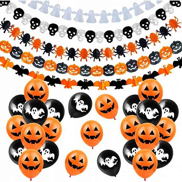 Sada balónků na Halloween, girlanda na Halloween, banner