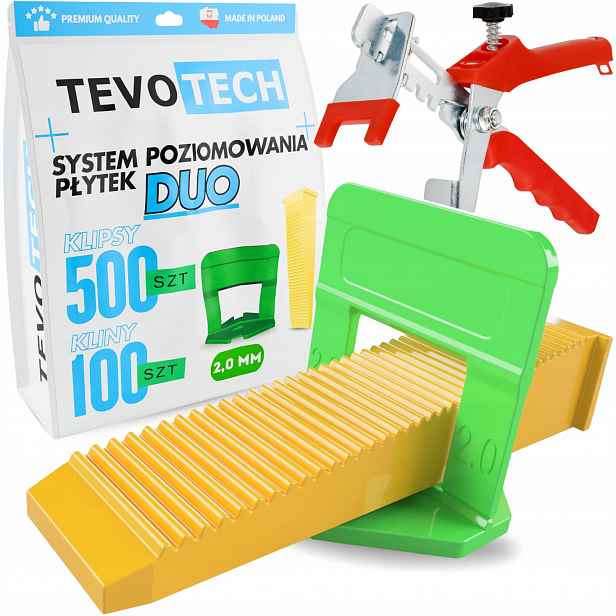 Set Systém vyrovnávání dlaždic Tevotech Klipsy Klínky Kleště spárovací 2mm